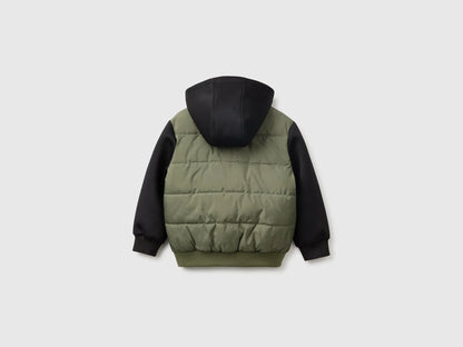 Benetton Military Green Boys Jacket with Neoprene Inserts SKU: 2KL9GN04P_07N Image 02