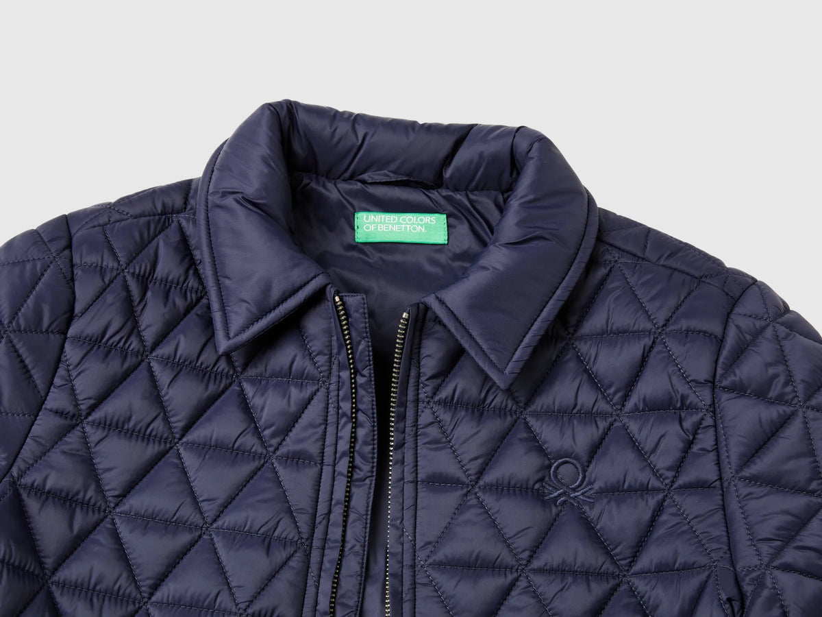 Benetton Dark Blue Boys Quilted "Rain Defender" Jacket SKU: 2MJACN053_252 Image 03