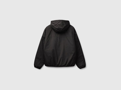 Benetton Black Men "Rain Defender" Jacket with Hood SKU: 2NEPUN07K_100 Image 02