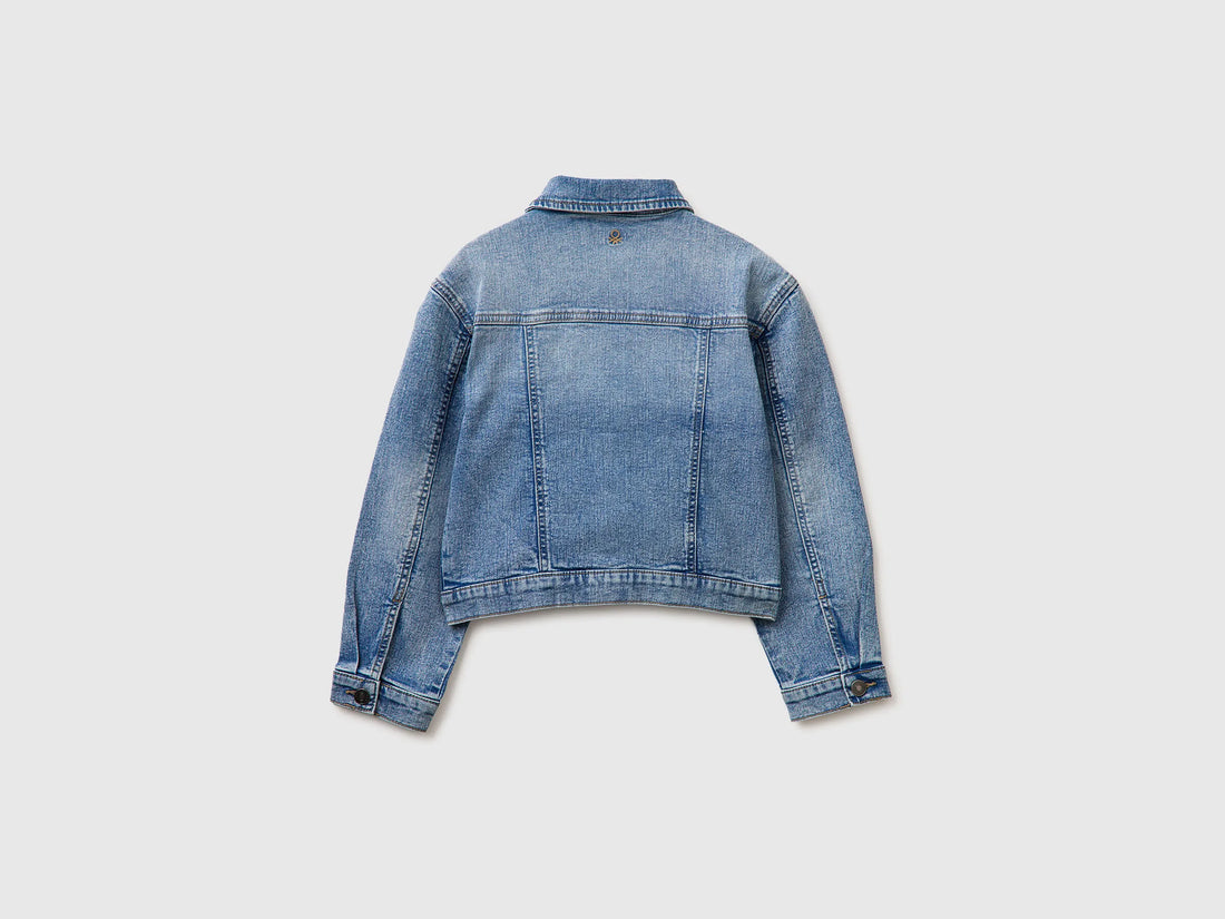 Benetton Light Blue Girls Oversized Denim Jacket SKU: 2PORCN061_902 Image 02