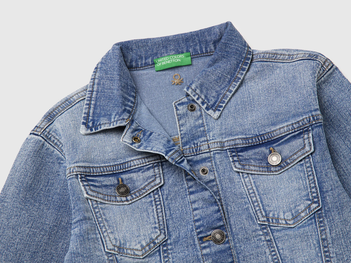Benetton Light Blue Girls Oversized Denim Jacket SKU: 2PORCN061_902 Image 03