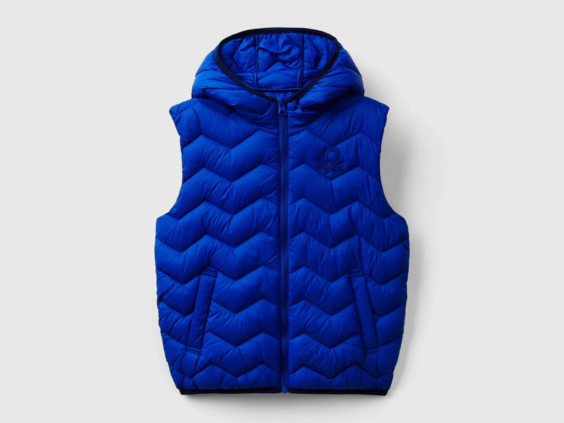 Benetton Bright blue Boys Padded Vest with Hood SKU: 2TWDCJ00R_19R Image 01