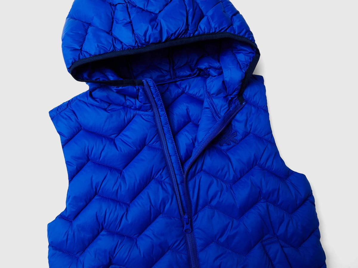 Benetton Bright blue Boys Padded Vest with Hood SKU: 2TWDCJ00R_19R Image 03