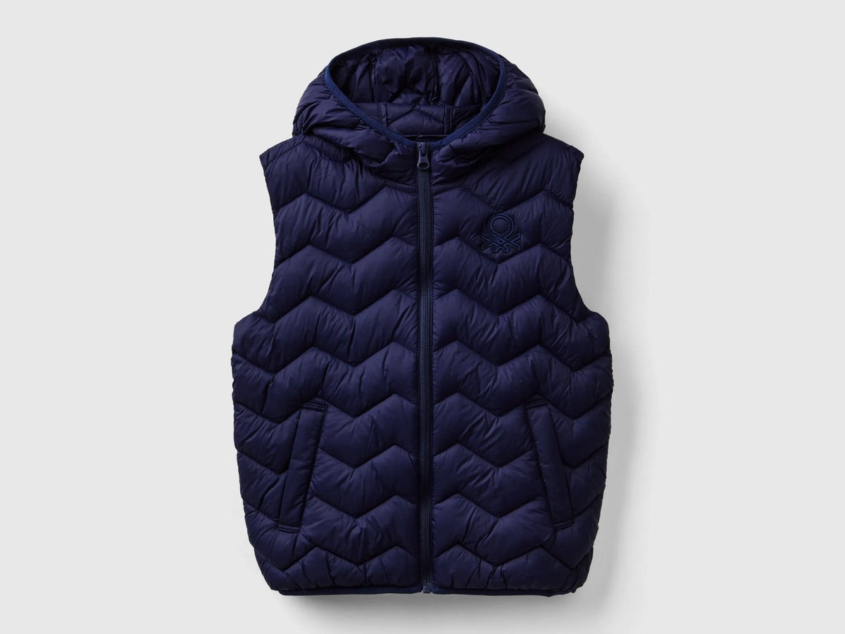 Benetton Dark blue Boys Padded Vest with Hood SKU: 2TWDCJ00R_252 Image 01