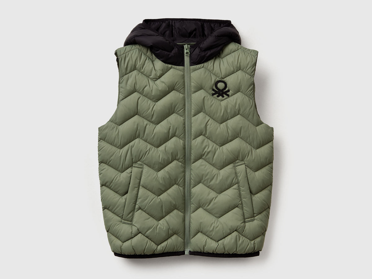 Benetton_Military Green_Padded Vest with Hood_2TWDCJ00R_904_01