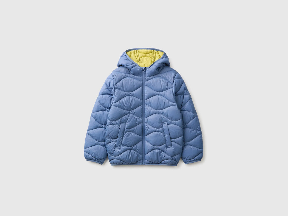 Benetton Blue Boys Padded Jacket with Hood SKU: 2TWDCN07G_0G6 Image 01