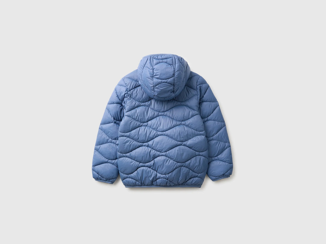 Benetton Blue Boys Padded Jacket with Hood SKU: 2TWDCN07G_0G6 Image 02