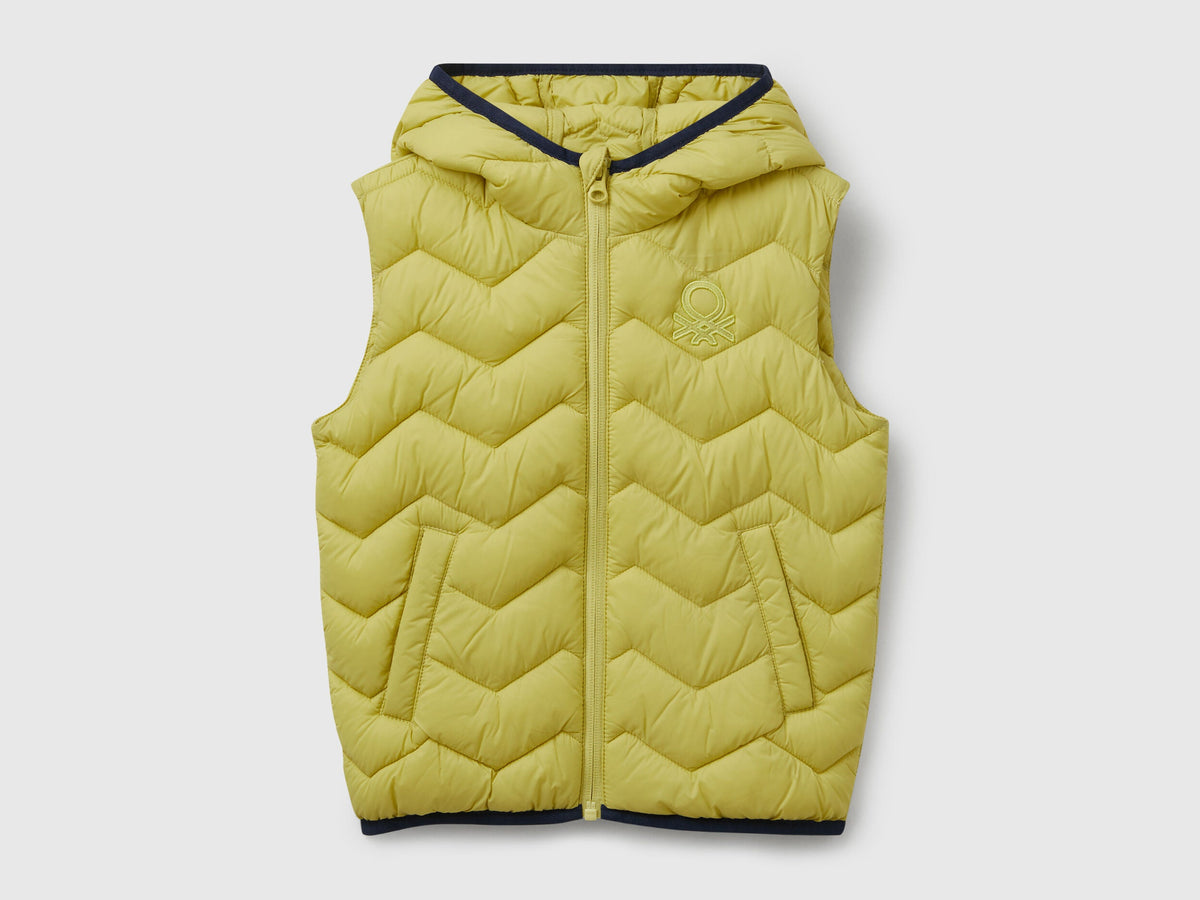 Benetton_Yellow_Padded Vest with Hood_2TWDGJ00G_0Y6_01