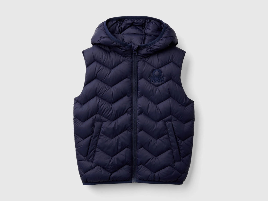 Benetton Dark blue Boys Padded Vest with Hood SKU: 2TWDGJ00G_252 Image 01