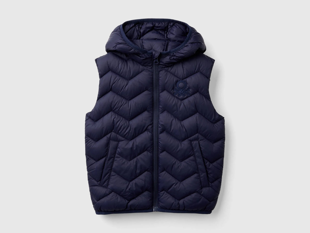 Benetton Dark blue Boys Padded Vest with Hood SKU: 2TWDGJ00G_252 Image 01
