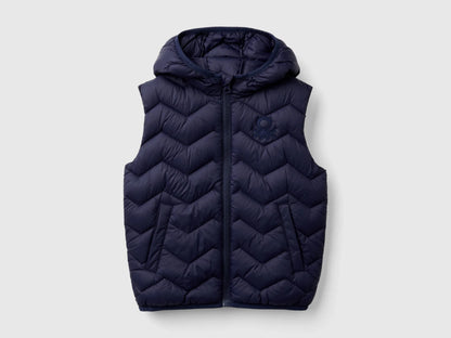 Benetton Dark blue Boys Padded Vest with Hood SKU: 2TWDGJ00G_252 Image 01