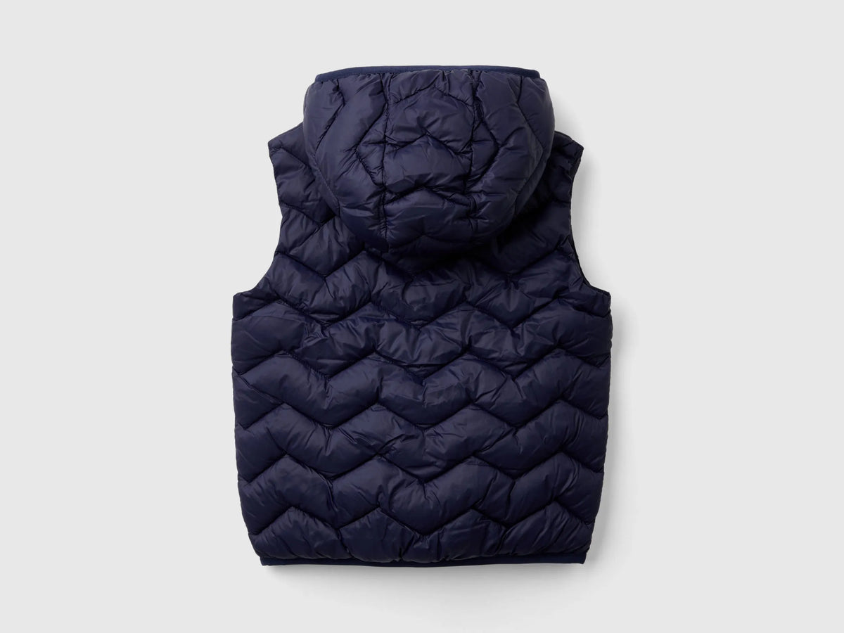 Benetton Dark blue Boys Padded Vest with Hood SKU: 2TWDGJ00G_252 Image 02