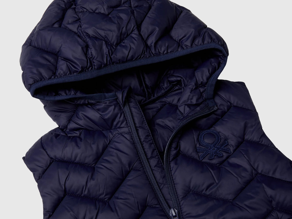 Benetton Dark blue Boys Padded Vest with Hood SKU: 2TWDGJ00G_252 Image 03