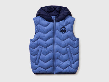 Benetton Light blue Boys Padded Vest with Hood SKU: 2TWDGJ00G_903 Image 01