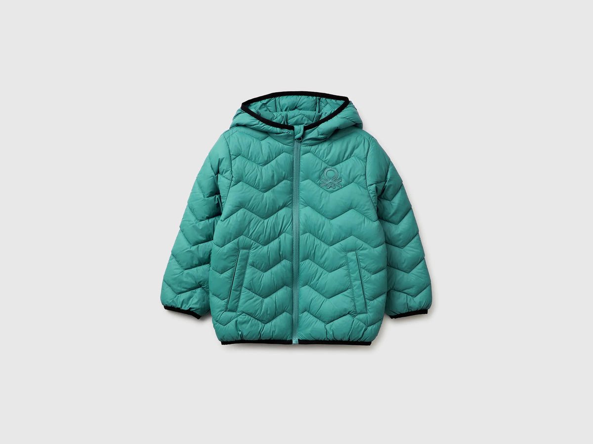 Benetton Light green Boys Padded Jacket with Hood SKU: 2TWDGN02V_08N Image 01
