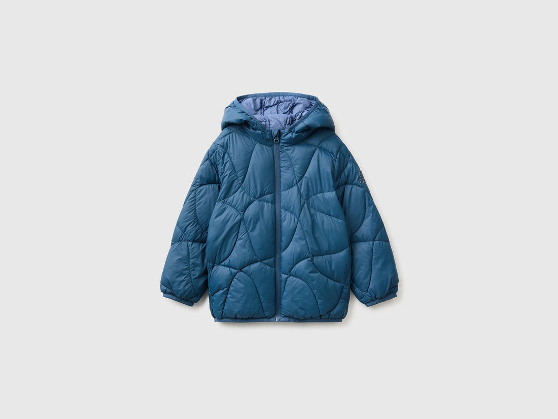 Benetton Dark Blue Boys Padded Jacket with Hood SKU: 2TWDGN04N_37T Image 01