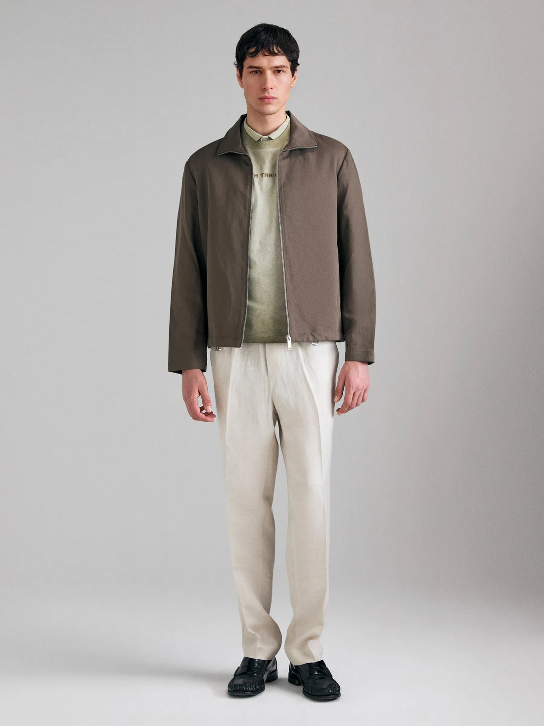 Sisley Brown Men Linen Blend Jacket SKU: 2UQDSN04S_901 Image 01
