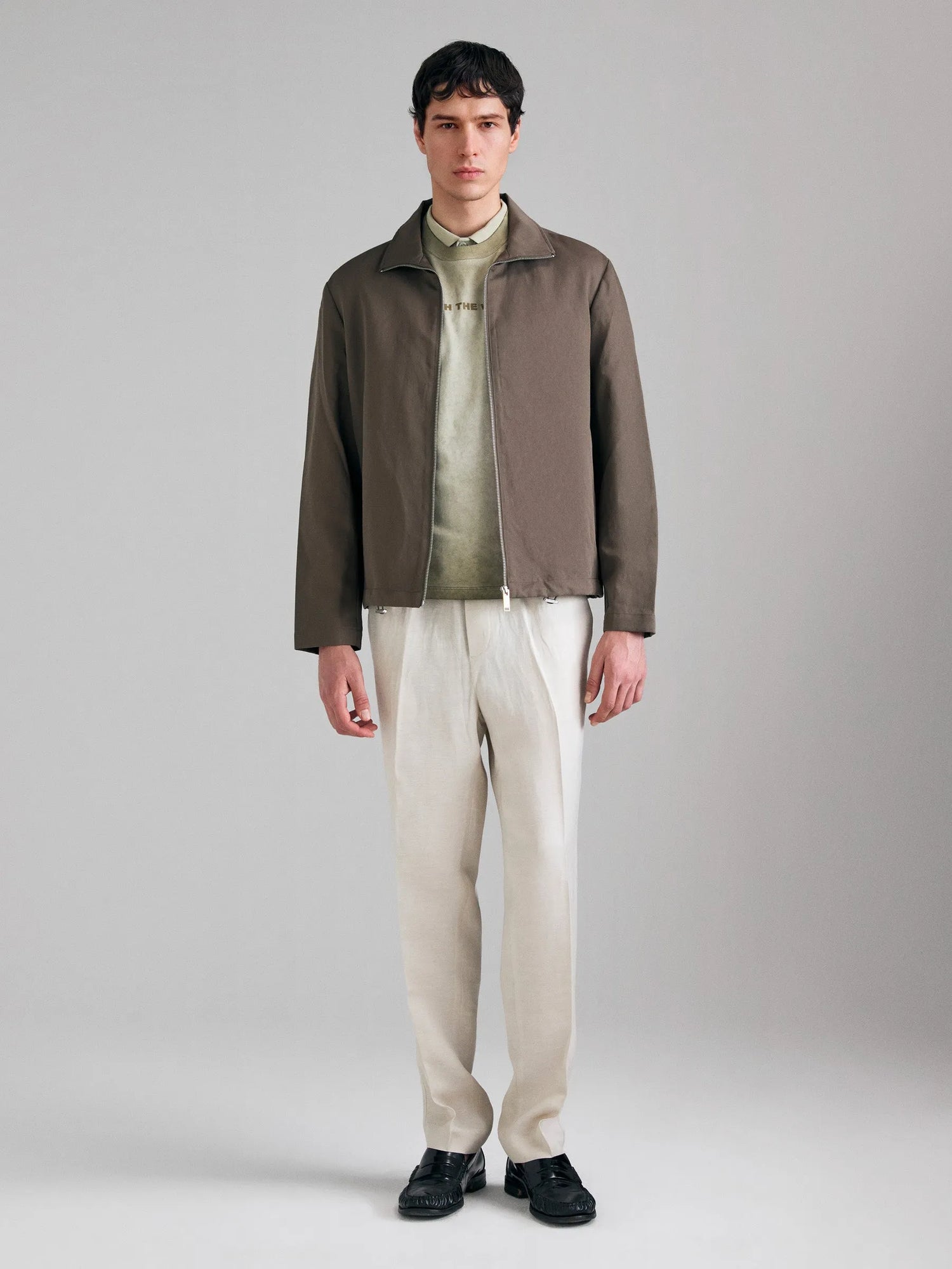 Sisley Brown Men Linen Blend Jacket SKU: 2UQDSN04S_901 Image 01
