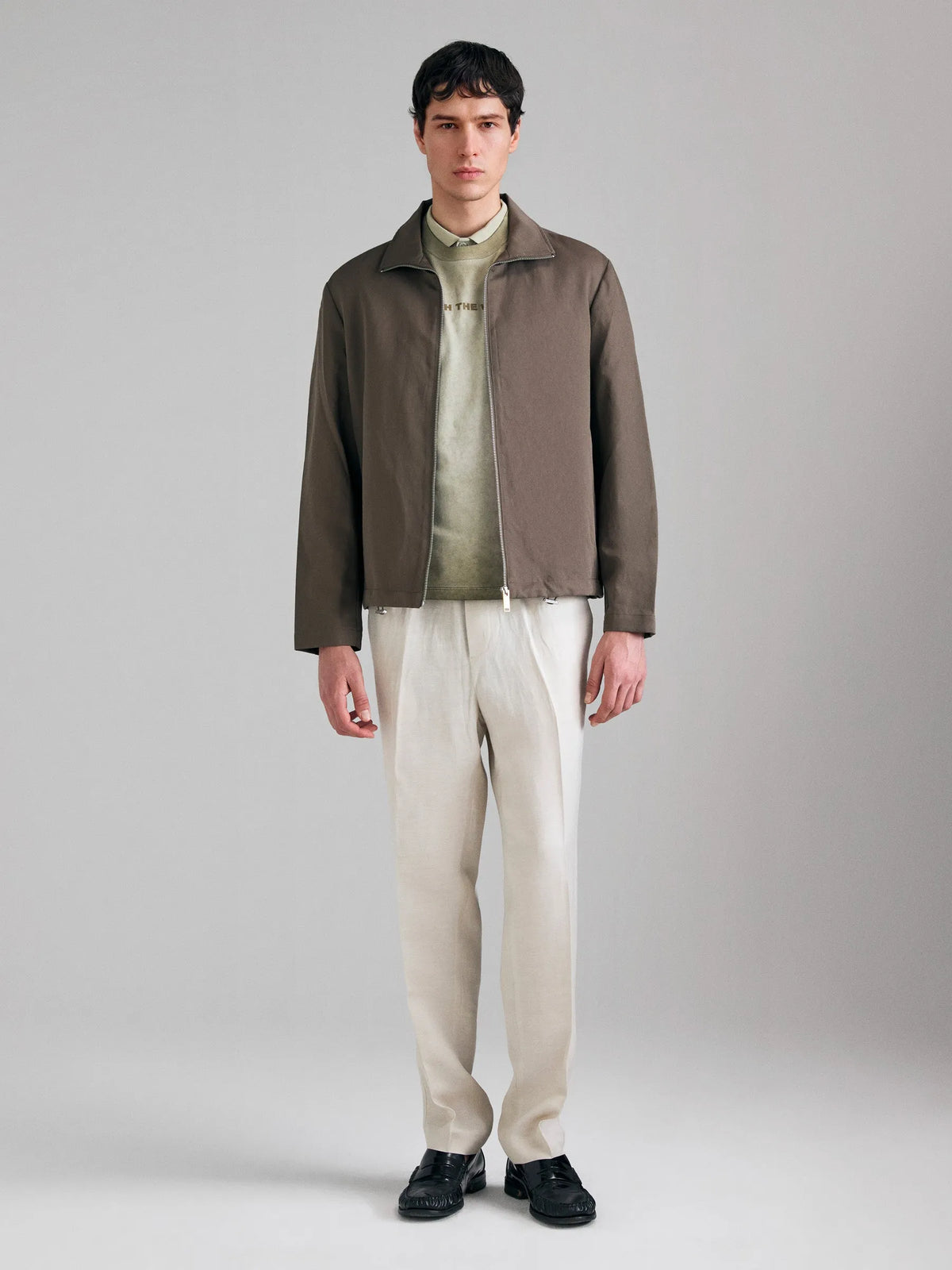 Sisley Brown Men Linen Blend Jacket SKU: 2UQDSN04S_901 Image 01