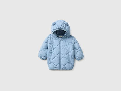Benetton Light Blue Unisex Padded Jacket with Hood SKU: 2WU0AN018_09A Image 01
