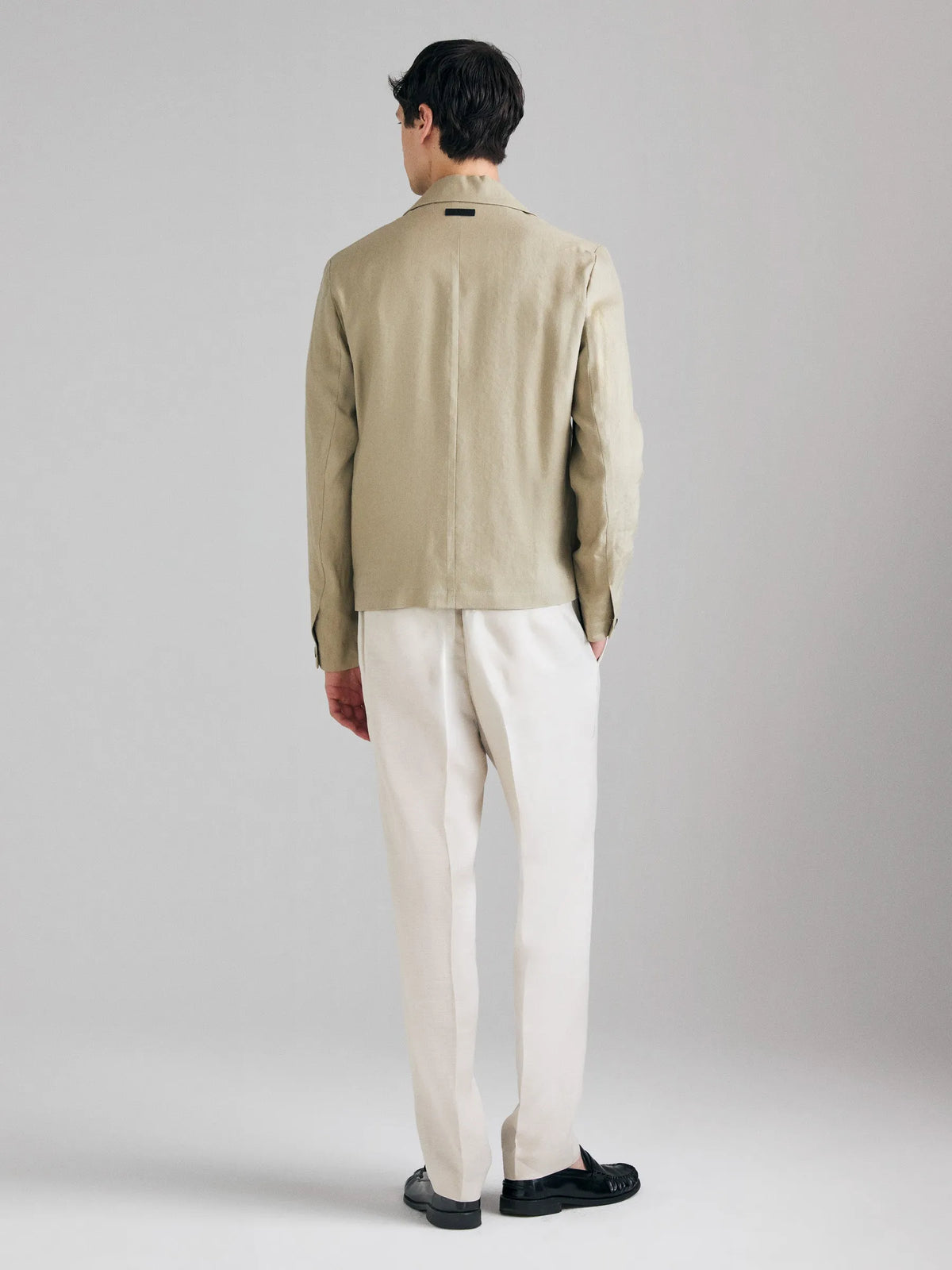 Sisley Beige Men Lightweight Linen Blend Jacket SKU: 2Y57SW02P_902 Image 02