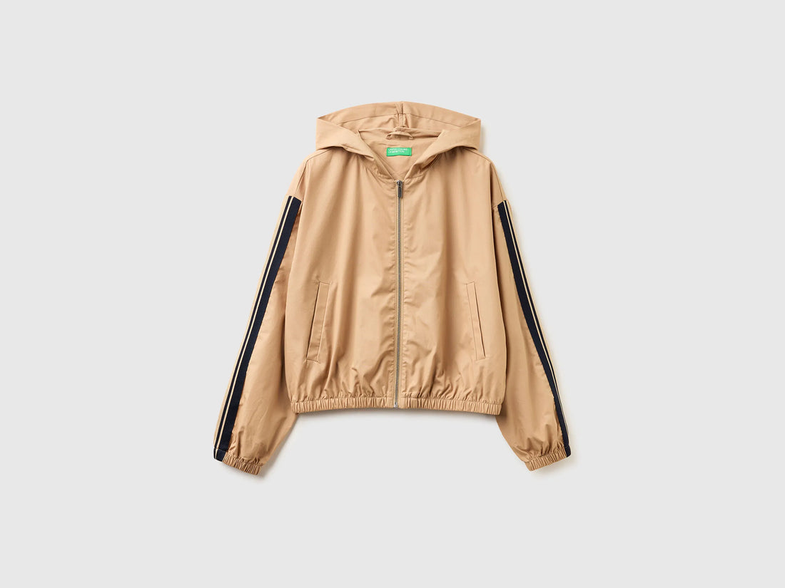 Benetton Camel Women Canvas Jacket with Hood SKU: 2Z0SDN09E_21R Image 01