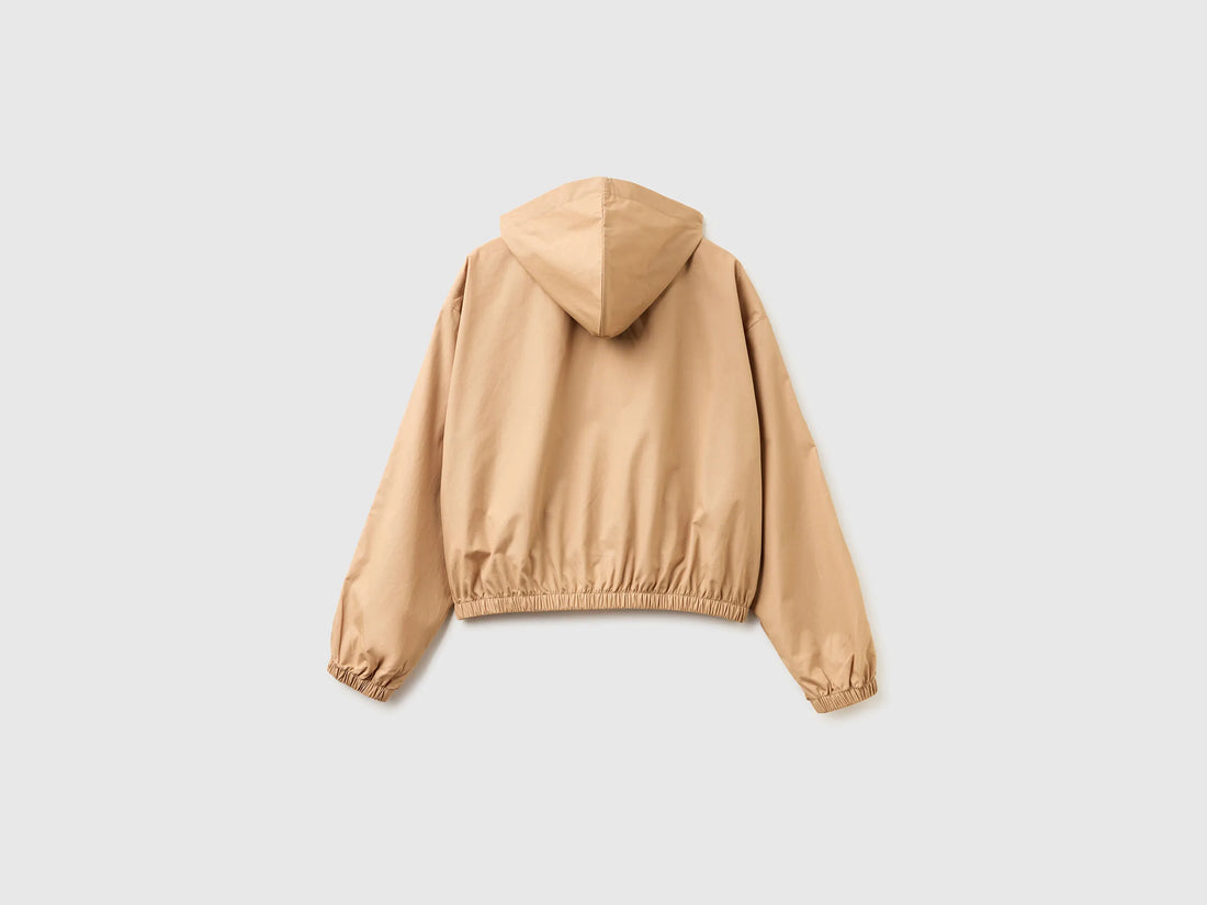 Benetton Camel Women Canvas Jacket with Hood SKU: 2Z0SDN09E_21R Image 02