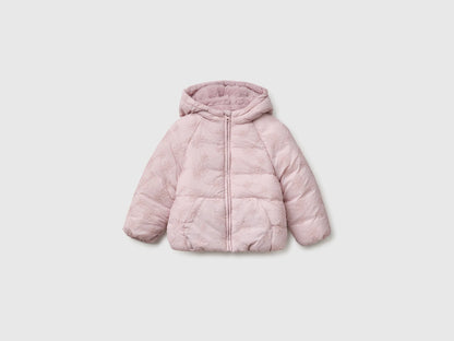 Benetton Pink Girls Down Jacket with Floral Embroidery and Hood SKU: 2ZHYGN04U_197 Image 01