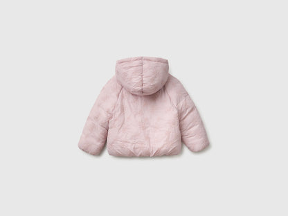 Benetton Pink Girls Down Jacket with Floral Embroidery and Hood SKU: 2ZHYGN04U_197 Image 02
