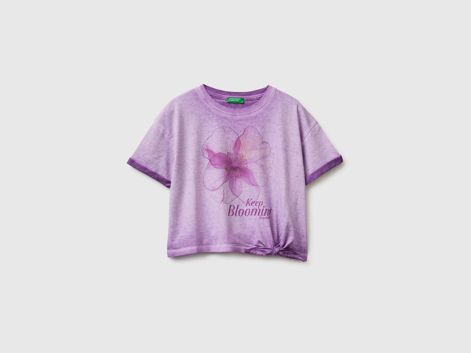 Benetton Purple Girls T-Shirt with Print and Knot SKU: 3085C10T3_63L Image 01