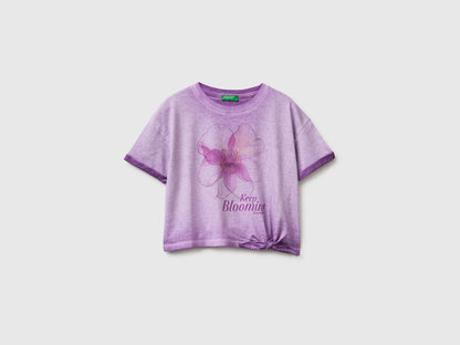 Benetton Purple Girls T-Shirt with Print and Knot SKU: 3085C10T3_63L Image 01