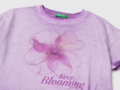 Benetton Purple Girls T-Shirt with Print and Knot SKU: 3085C10T3_63L Image 03