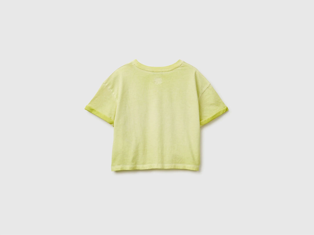 Benetton Yellow Girls T-Shirt with Print and Knot SKU: 3085C10T3_6M4 Image 02