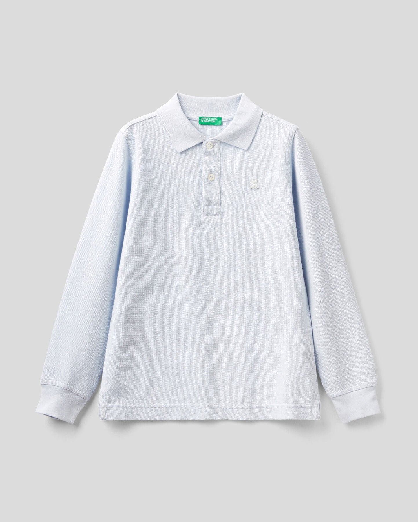 Light Blue 100% Organic Cotton Long Sleeve Polo