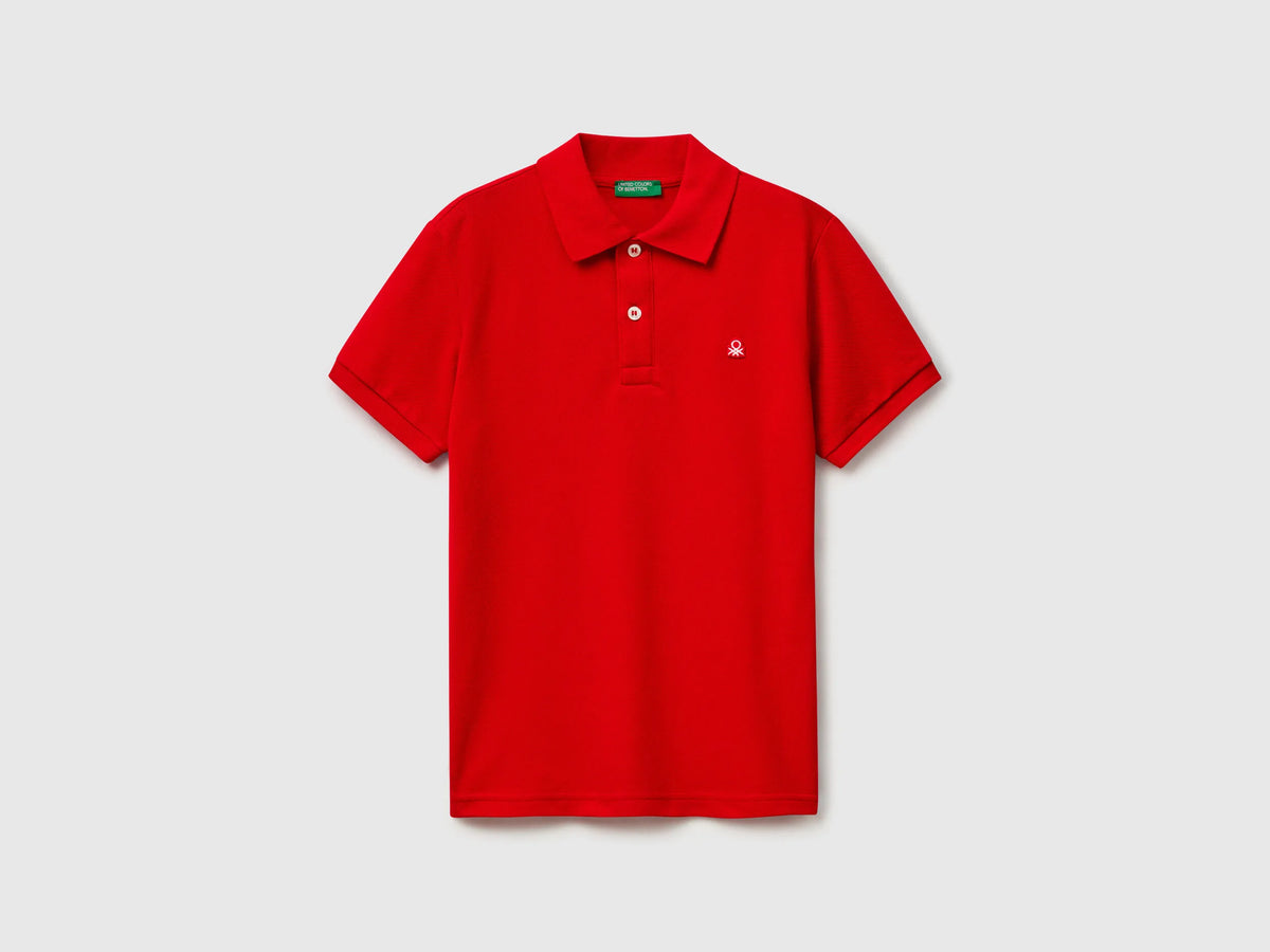 Benetton Red Boys Slim Fit Polo in Pure Cotton SKU: 3089C300Q_015 Image 01
