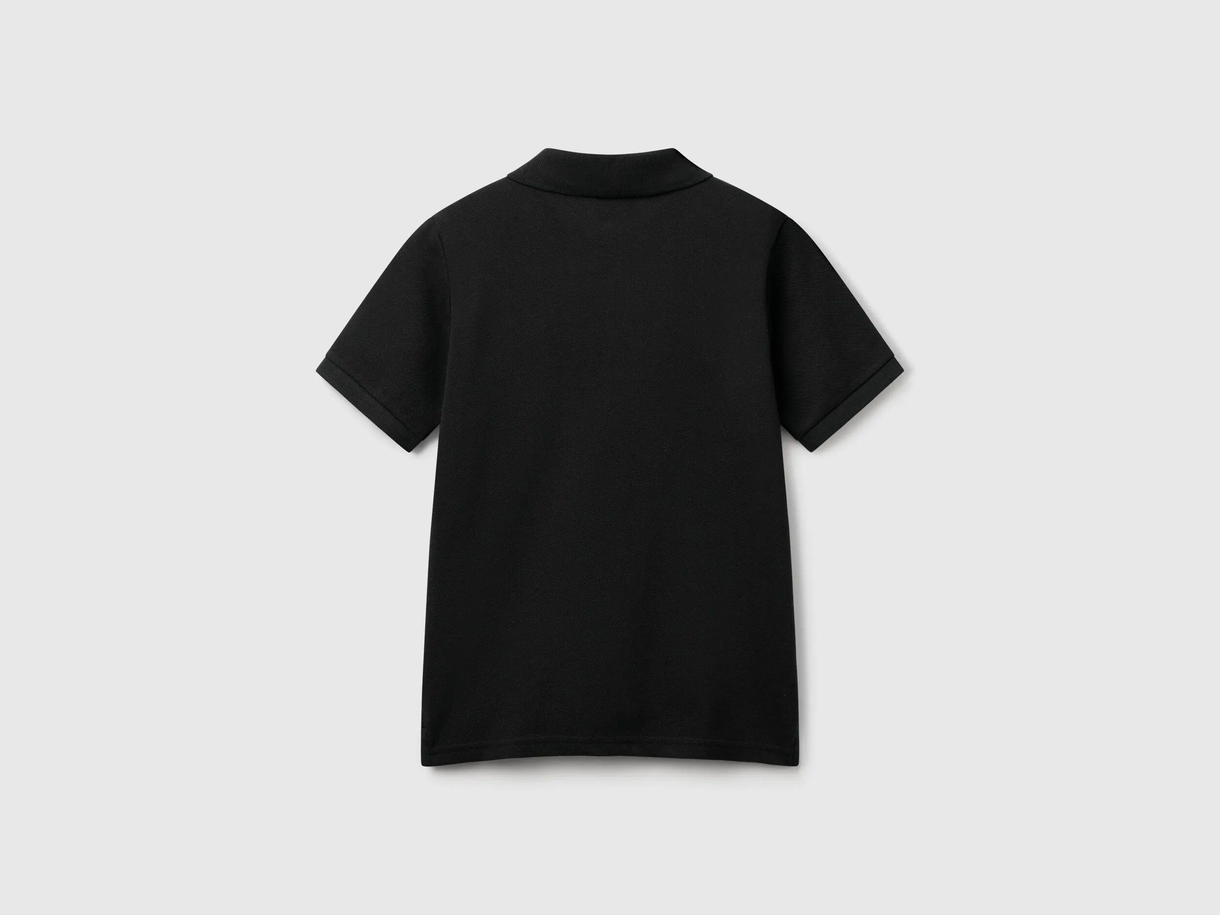 Benetton Black Boys Slim Fit Polo in Pure Cotton SKU: 3089C300Q_100 Image 02