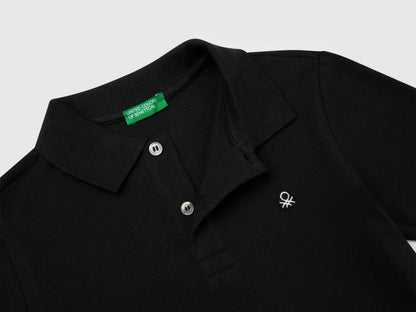 Benetton Black Boys Slim Fit Polo in Pure Cotton SKU: 3089C300Q_100 Image 03