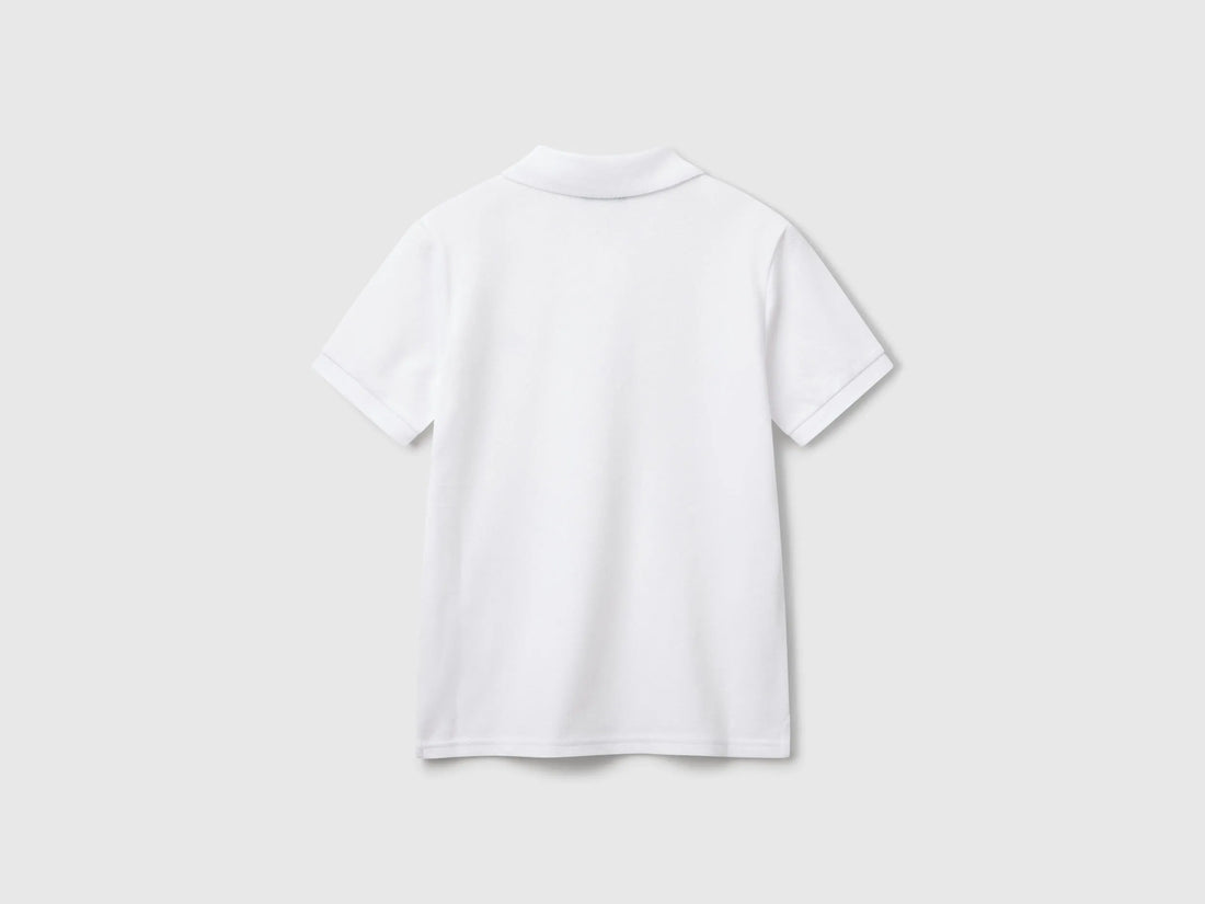 Benetton White Boys Slim Fit Polo in Pure Cotton SKU: 3089C300Q_101 Image 02