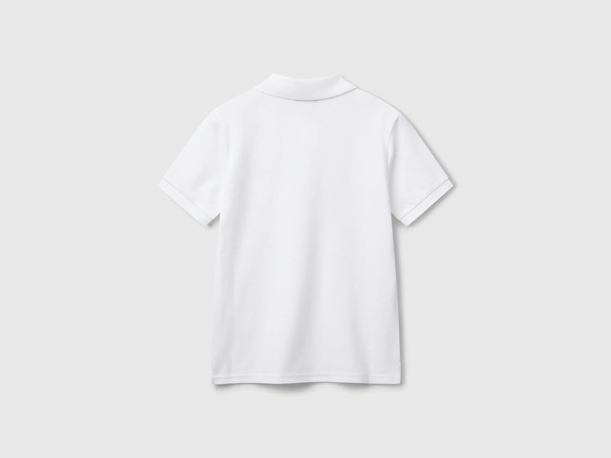 Benetton White Boys Slim Fit Polo in Pure Cotton SKU: 3089C300Q_101 Image 02