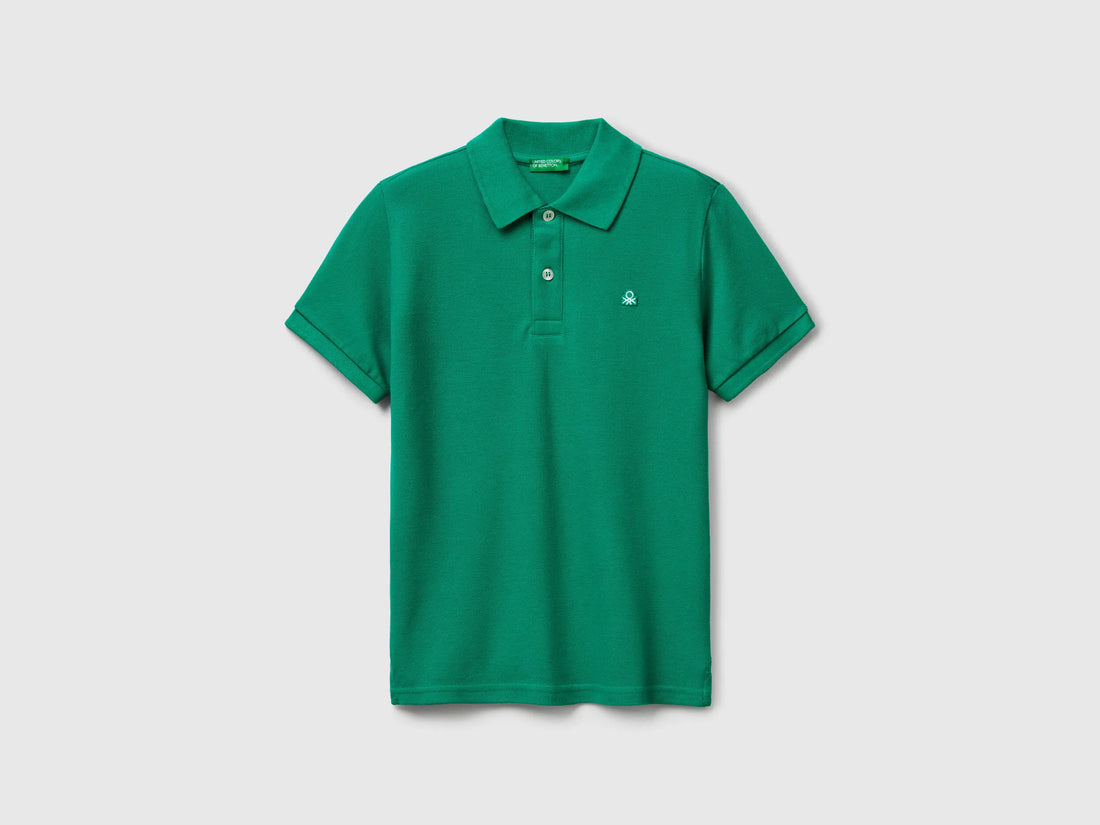 Benetton Green Boys Slim Fit Polo in Pure Cotton SKU: 3089C300Q_108 Image 01