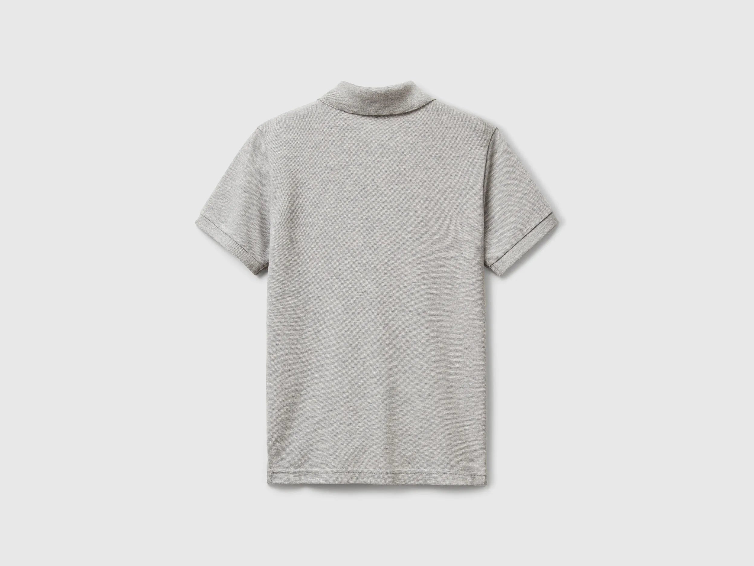 Benetton Light Gray Boys Slim Fit Polo in Pure Cotton SKU: 3089C300Q_501 Image 02