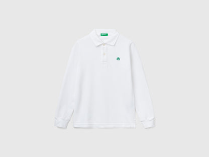 Benetton_White_Long Sleeve Polo in Cotton_3089C300Z_101_01