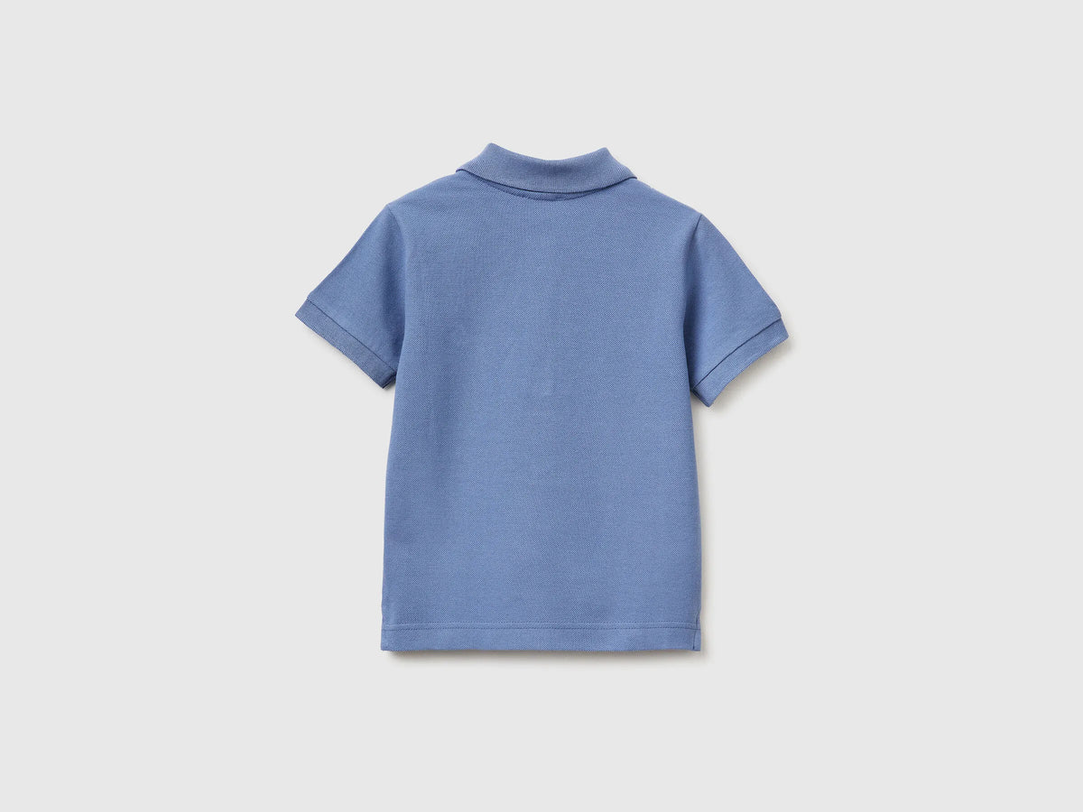 Benetton Light Blue Boys Short-Sleeved Polo in Pure Cotton SKU: 3089G3008_05N Image 02