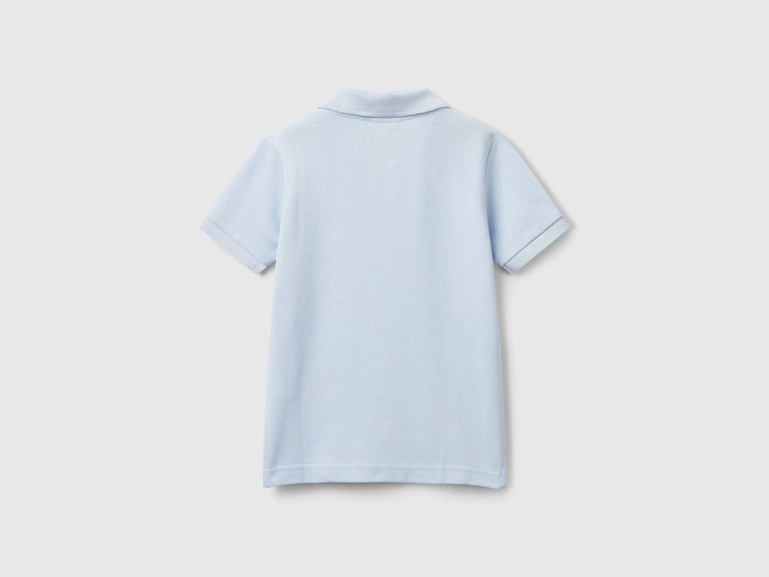 Benetton Sky Blue Boys Short Sleeve Polo in Pure Cotton SKU: 3089G3008_081 Image 02