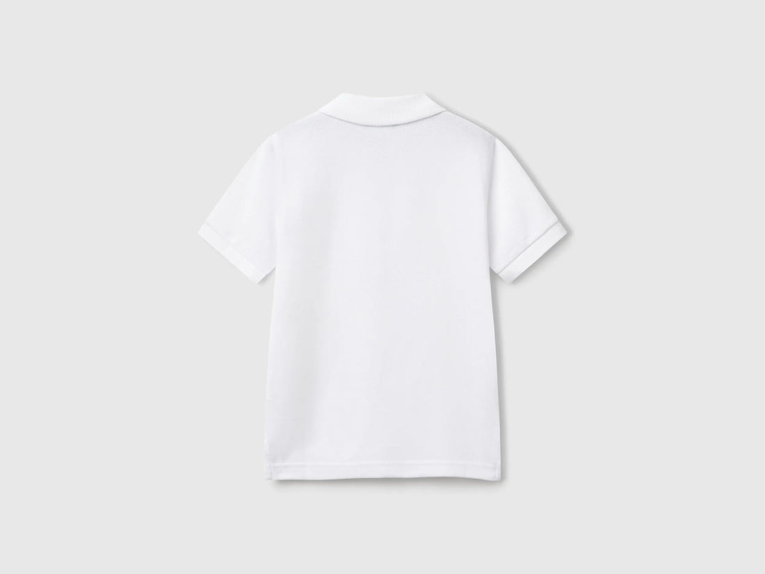 Benetton White Boys Short Sleeve Polo in Pure Cotton SKU: 3089G3008_101 Image 02