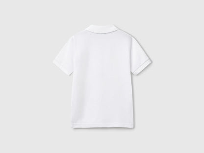 Benetton White Boys Short Sleeve Polo in Pure Cotton SKU: 3089G3008_101 Image 02