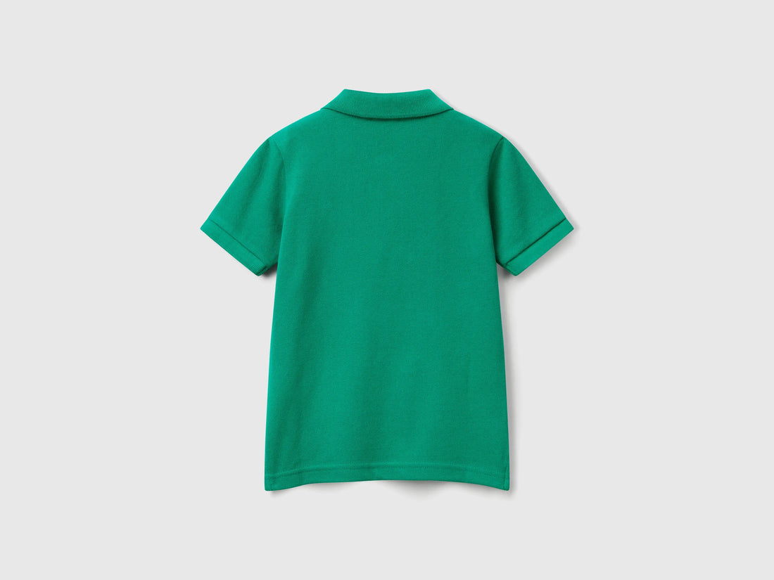 Benetton Green Boys Short Sleeve Polo in Pure Cotton SKU: 3089G3008_108 Image 02