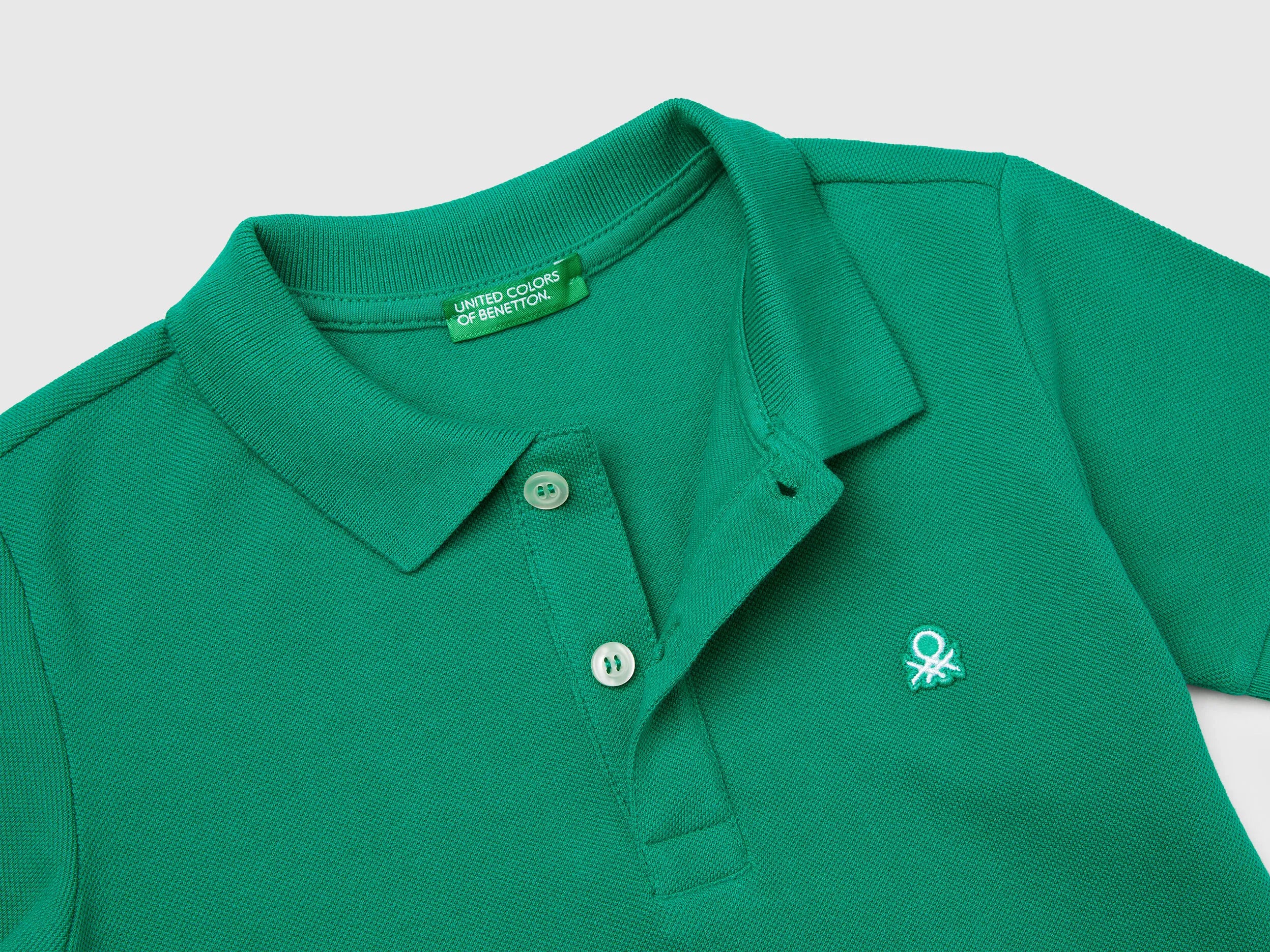 Benetton Green Boys Short Sleeve Polo in Pure Cotton SKU: 3089G3008_108 Image 03