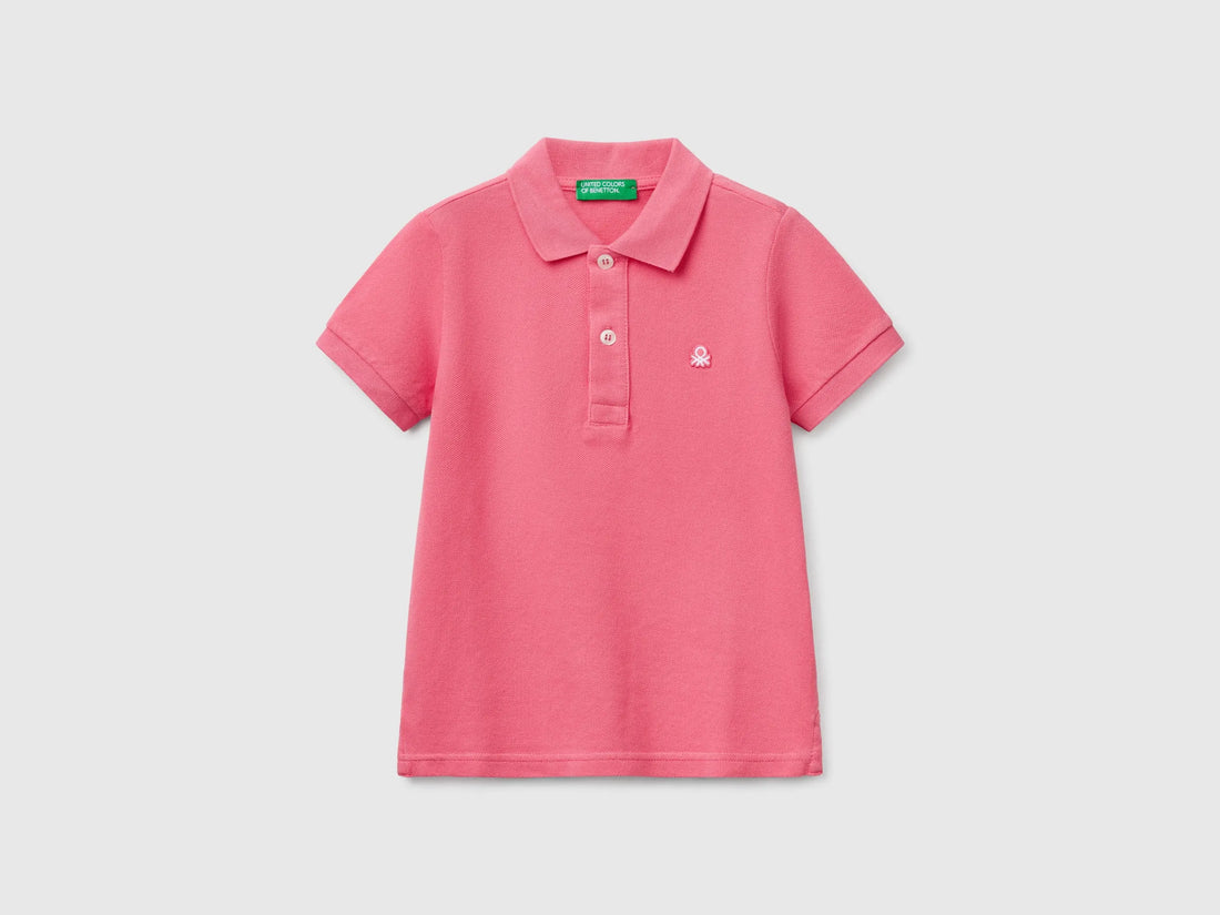Benetton Salmon Boys Short Sleeve Polo in Pure Cotton SKU: 3089G3008_11F Image 01