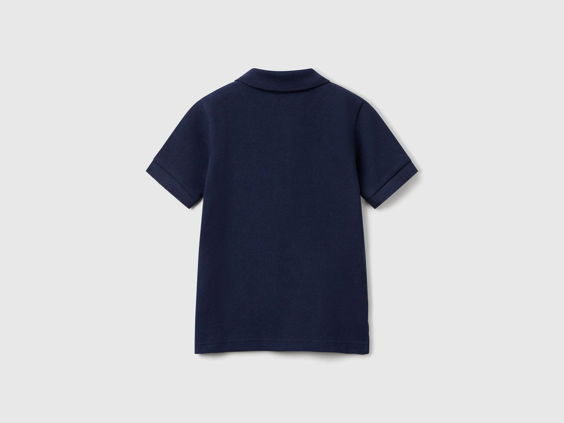 Benetton Dark Blue Boys Short Sleeve Polo in Pure Cotton SKU: 3089G3008_252 Image 02